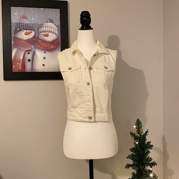 Guess White Jean Vest - Picture 1 of 9